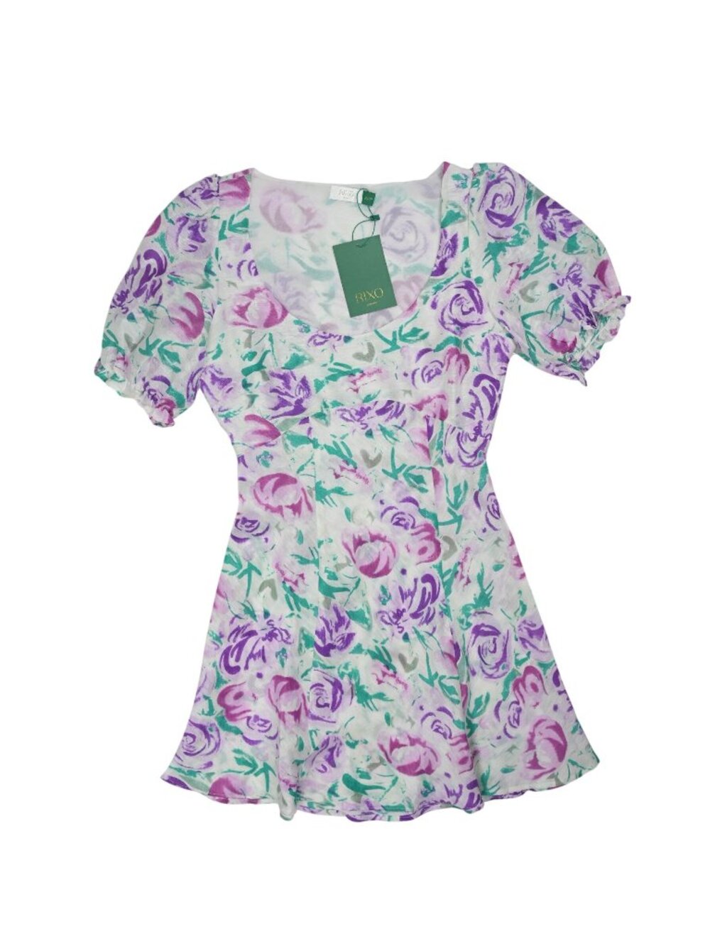 Rixo Morgan Mini Dress in Purple Floral